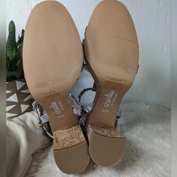 Charles David faux snakeskin strappy platform sandals 4" heel women's size 8.5 - Picture 4 of 6